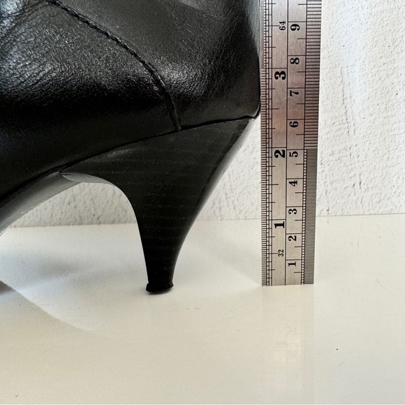 VINTAGE BASEMENT Slouchy Boots EU 37 Black Leather Kitten Heel Pointed Toe Y2K - Picture 14 of 15